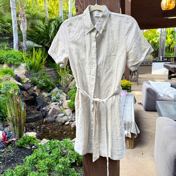 ARITZIA WILFRED Eleta Linen Mini Dress tie waist size xs - Picture 2 of 8